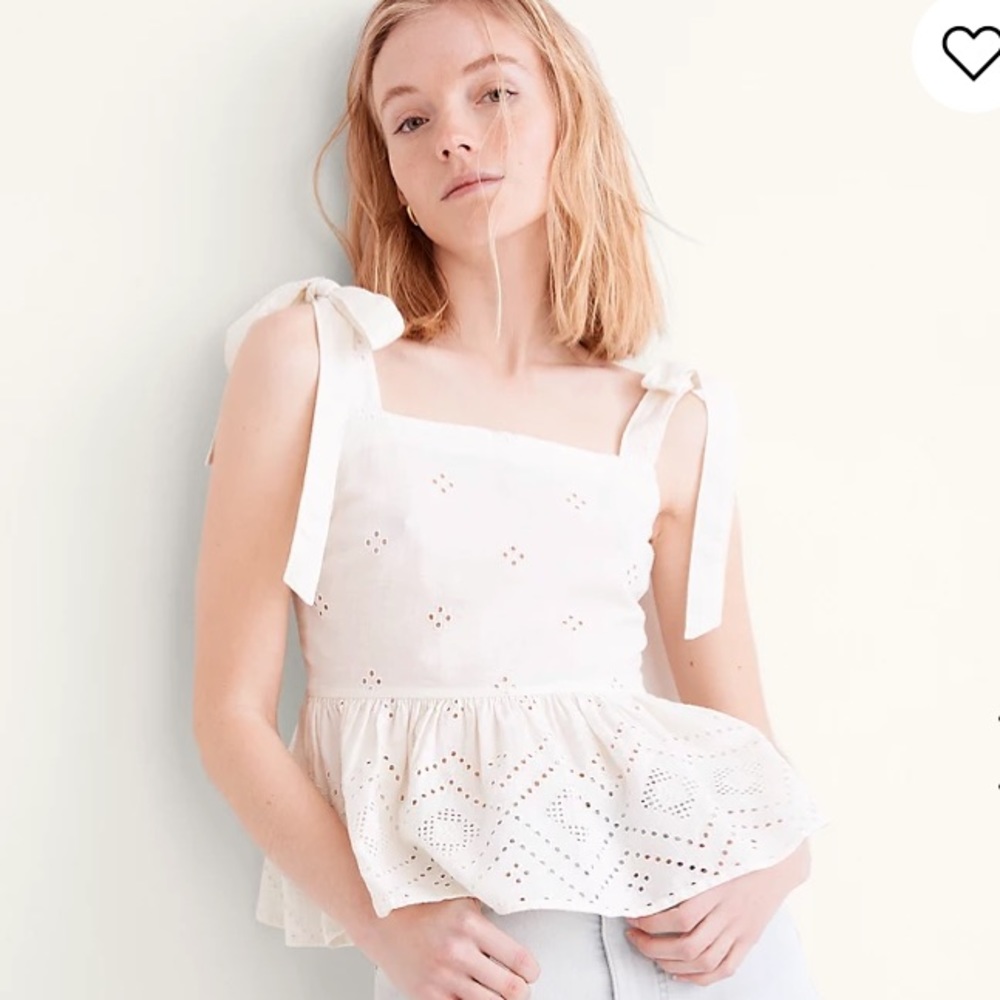 2/$50 🌈 NWT Madewell Rosalie Tie-Strap Top in Geo Eyelet: Lighthouse Size Medium